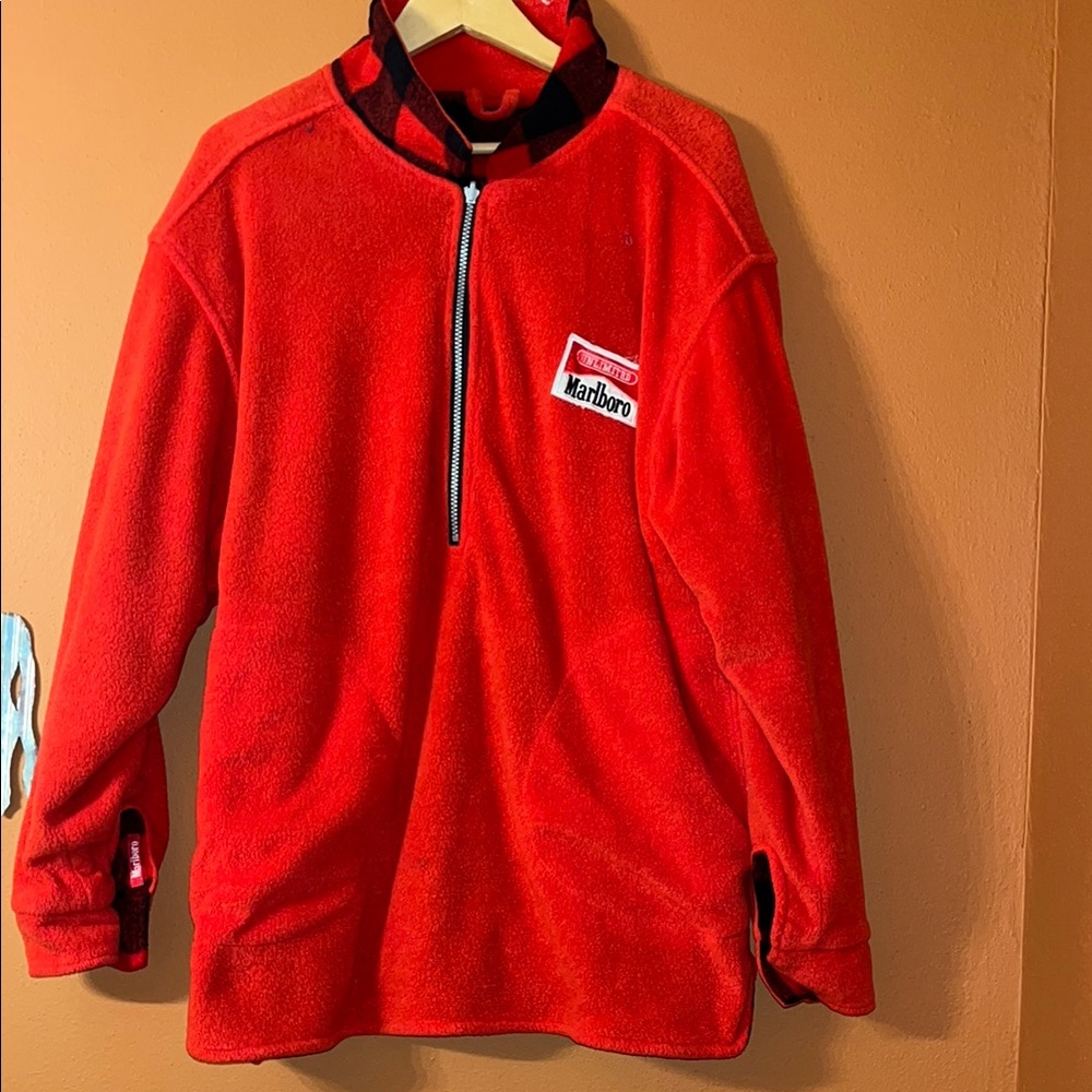Vintage Marlboro Bright Red Fleece Jacket
Reversible size large